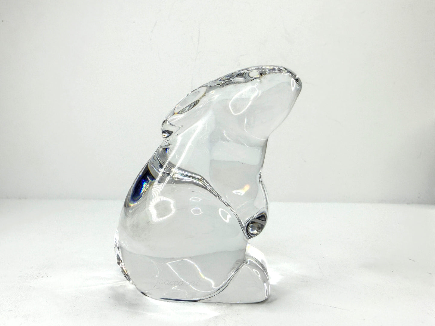 Vintage Baccarat Crystal Clear Rabbit Figurine Paperweight A1120