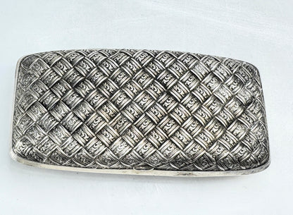Antique sterling silver engraved bamboo vanity box  5.25x3.75x1.25" 107.5g SS473