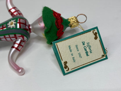 Soffieria De Carlini glass Christmas ornament in Bavarian-style lederhosen XN88