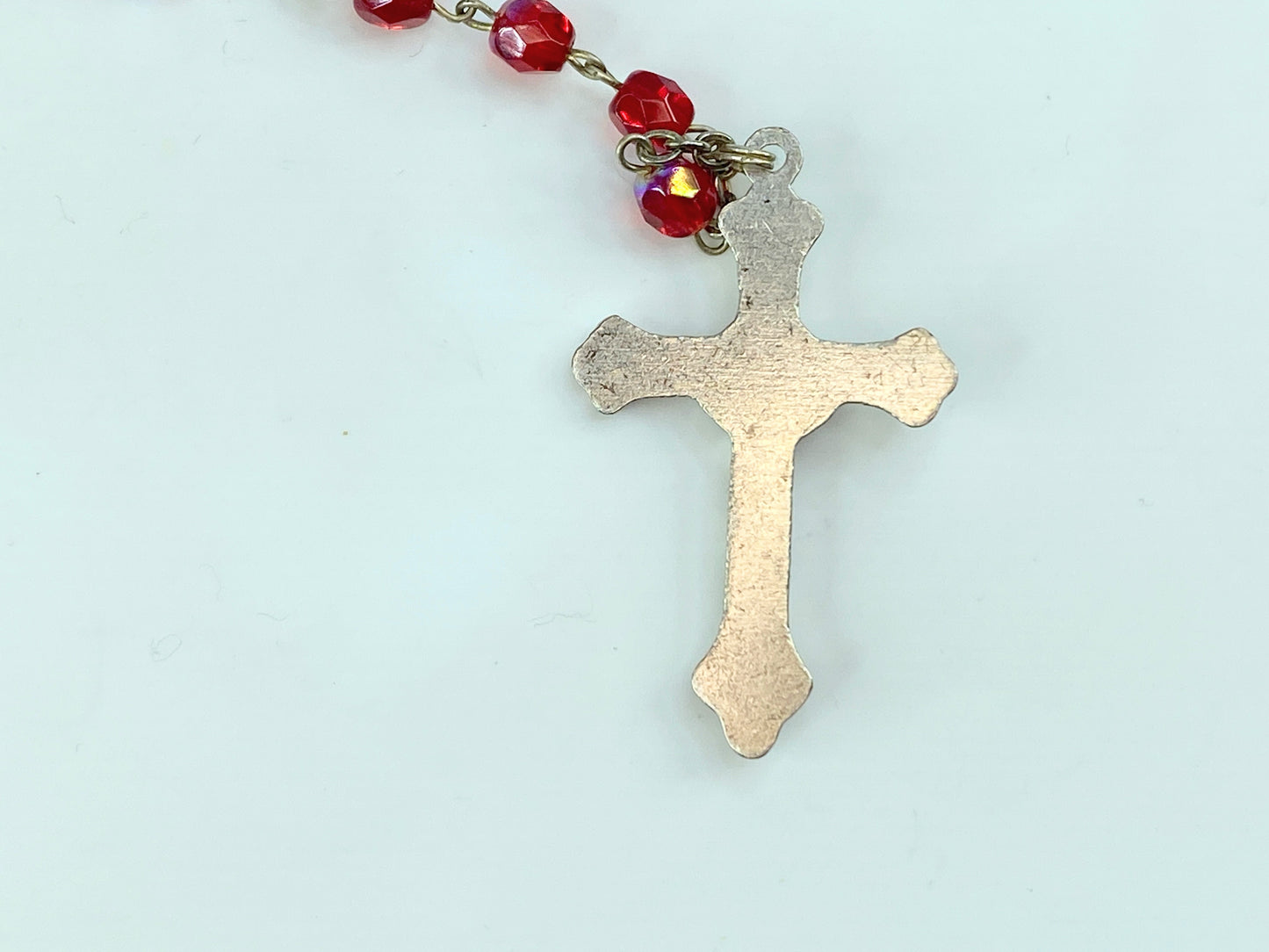 Dolce & Gabbana Red Beaded Rosary Crucifix Cross Necklace 24" 20g GS284