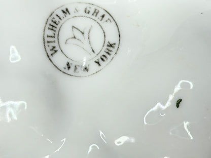 Antique French Porcelain Oyster Plate Floral Wells Shell Handles 10" x 9" A735