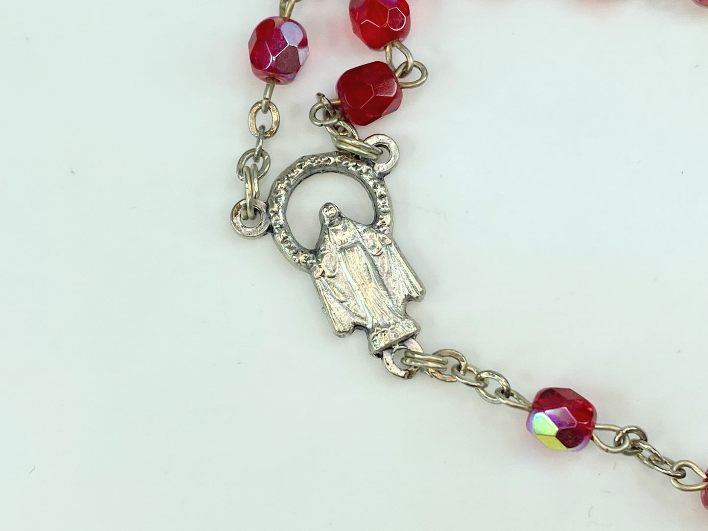 Dolce & Gabbana Red Beaded Rosary Crucifix Cross Necklace 24" 20g GS284