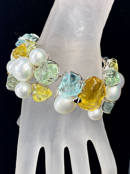 Utopia Pearls Bracelet 18Kt gold 102ct Aquamarines & Beryl JR8877