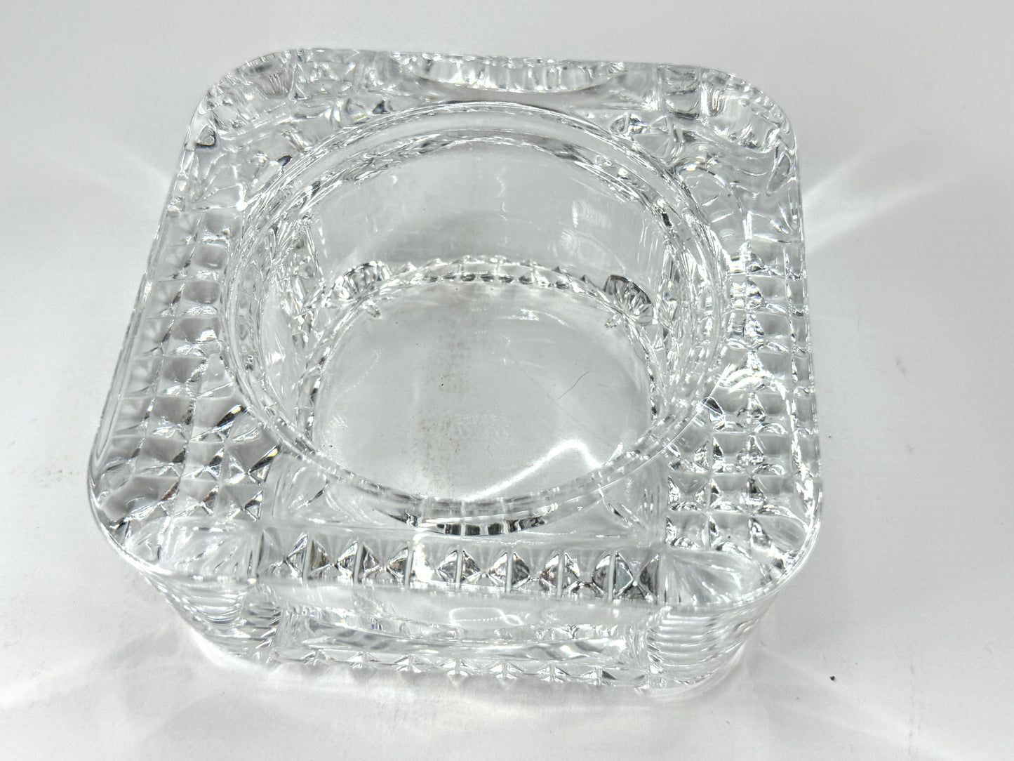 Vintage French Cut Crystal Square Ashtray Made in France A1122