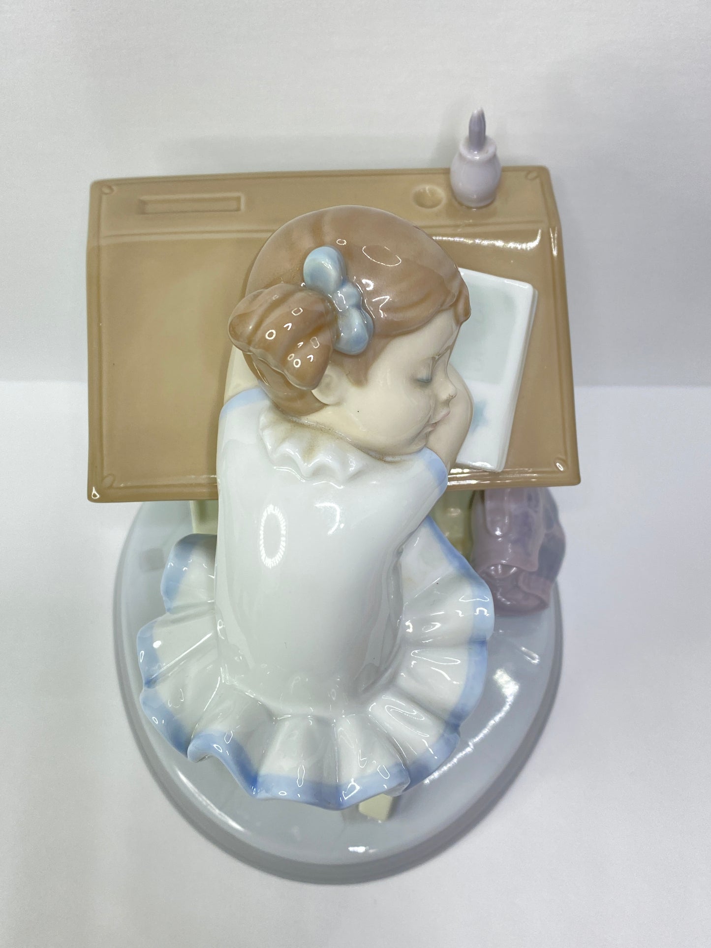 Lladró Waiting for the Bell Porcelain Girl Sleeping at Desk Figurine A688