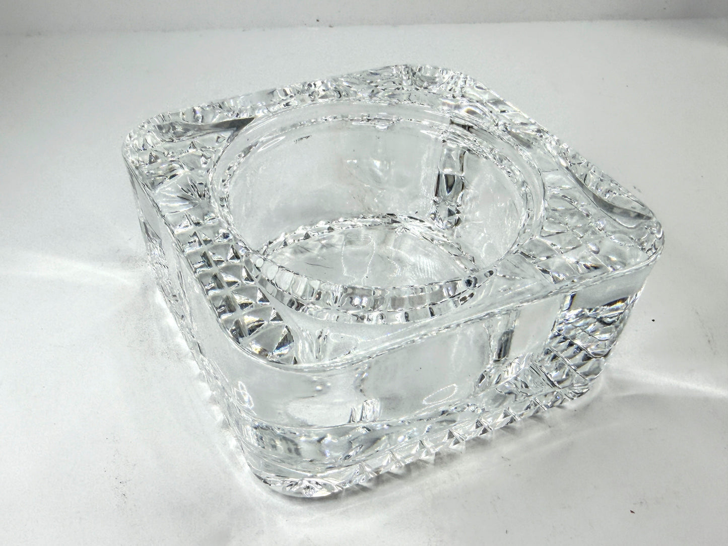 Vintage French Cut Crystal Square Ashtray Made in France A1122