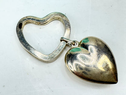 Vintage Tiffany & Co. sterling silver large puffy heart key ring keychain SS467
