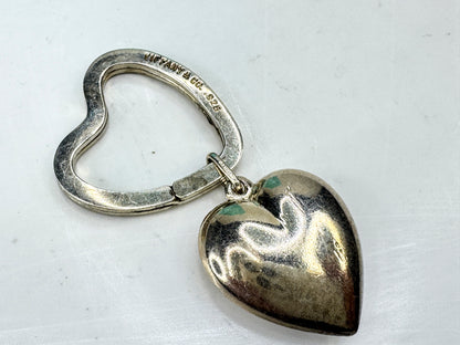Vintage Tiffany & Co. sterling silver large puffy heart key ring keychain SS467