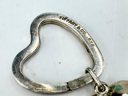 Vintage Tiffany & Co. sterling silver large puffy heart key ring keychain SS467