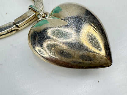 Vintage Tiffany & Co. sterling silver large puffy heart key ring keychain SS467