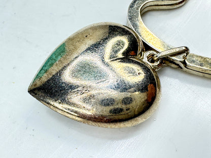 Vintage Tiffany & Co. sterling silver large puffy heart key ring keychain SS467