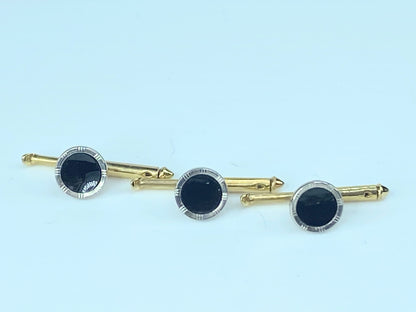 Black and White Gold Onyx Tux Buttons in 14K set of 5 8.9g JR8879