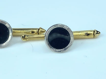 Black and White Gold Onyx Tux Buttons in 14K set of 5 8.9g JR8879