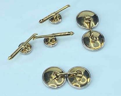 Black and White Gold Onyx Tux Buttons in 14K set of 5 8.9g JR8879