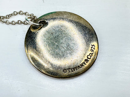 Vintage Tiffany & Co. sterling silver initial B disc pendant necklace JR1921