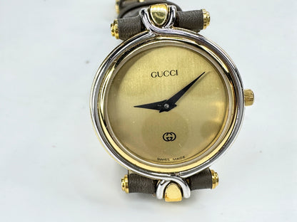 Vintage Gucci 4500M women’s 32mm black dial gold plated watch new battery SS468
