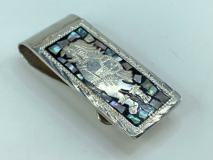 Abalone Warrior soldier Money Clip Spur Alpaca Silver Mexico Mexican SS10