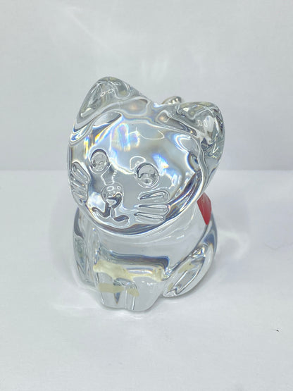 Baccarat Crystal Cat Figurine Clear Art Glass France Signed 4.0" A687