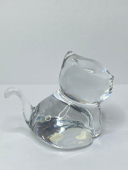 Baccarat Crystal Cat Figurine Clear Art Glass France Signed 4.0" A687