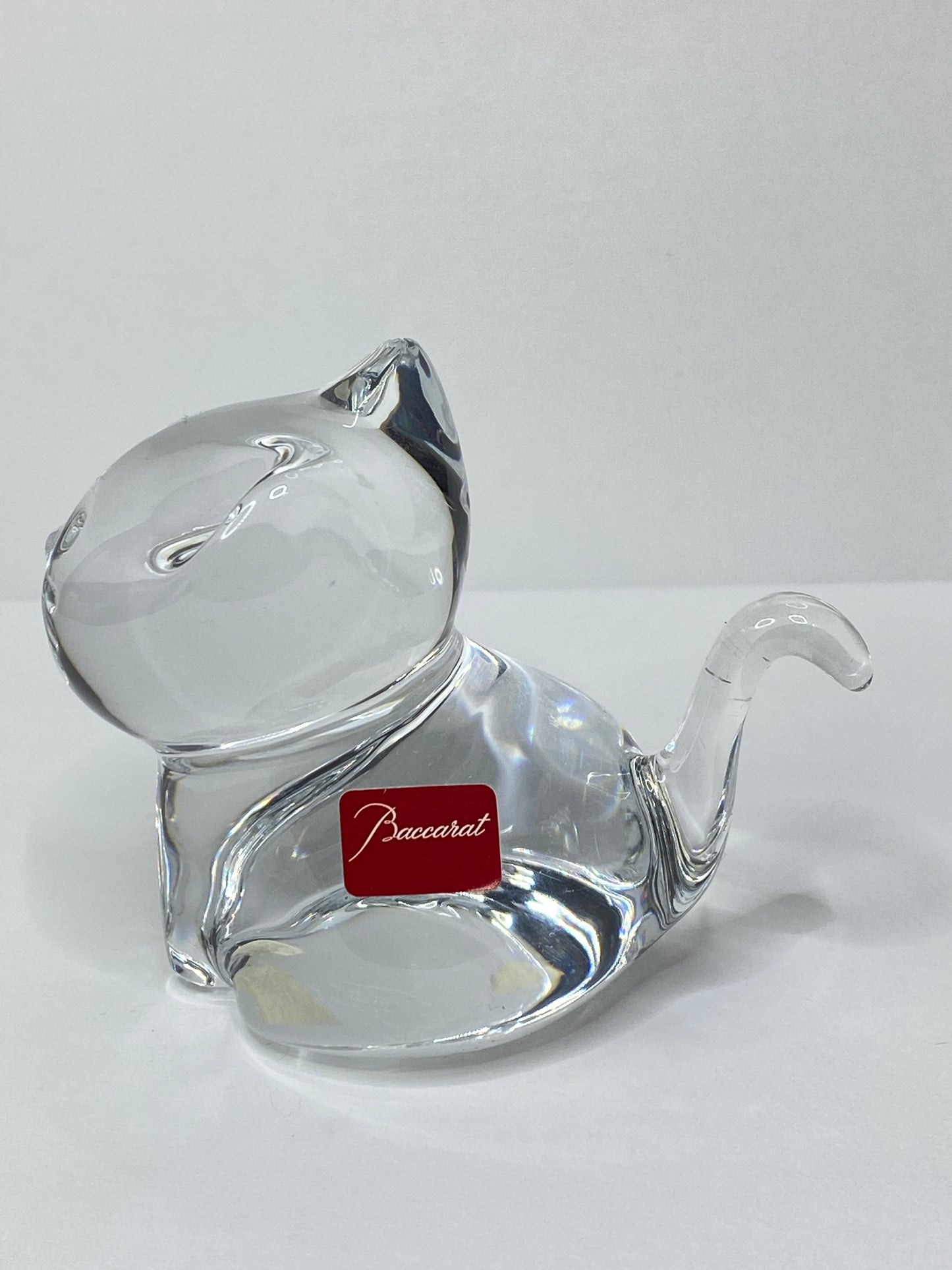 Baccarat Crystal Cat Figurine Clear Art Glass France Signed 4.0" A687