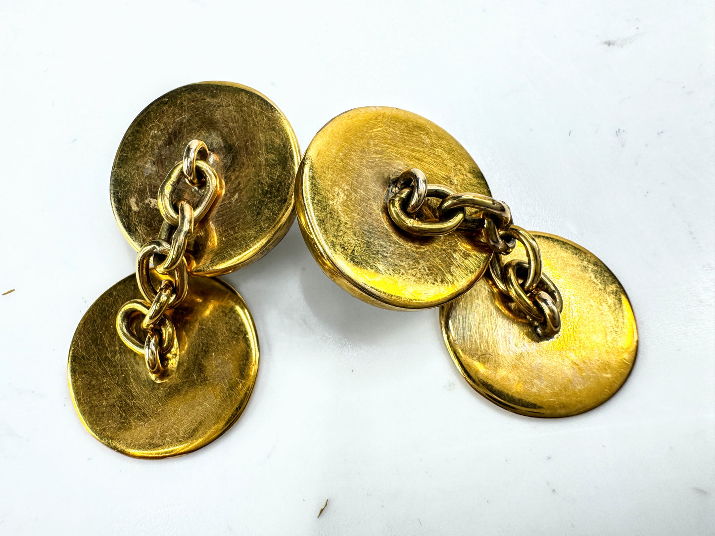 Vintage Art Deco reverse crystal fox hunting dog 9ct gold cufflinks SS475