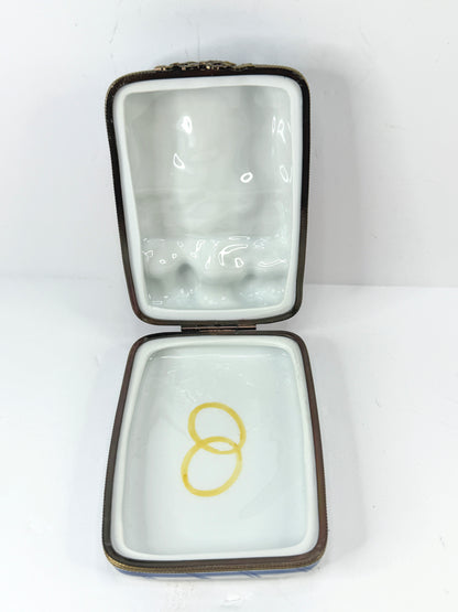 Unusual large Rochard Limoges France Sleeping Couple Trinket Box 4.5" A1127
