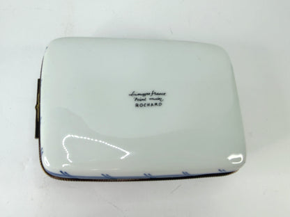 Unusual large Rochard Limoges France Sleeping Couple Trinket Box 4.5" A1127