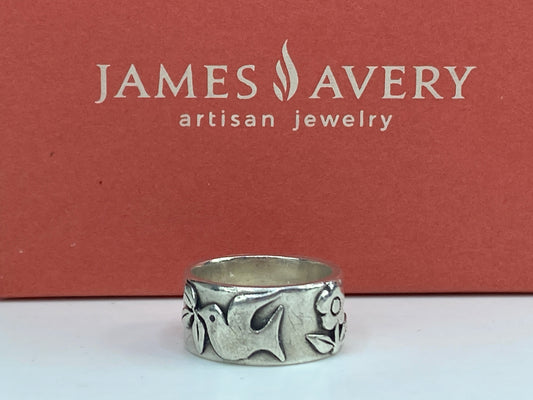 Retired James Avery La Paloma Dove with Olive Branch & Flower Ring s7 9.4g JR611