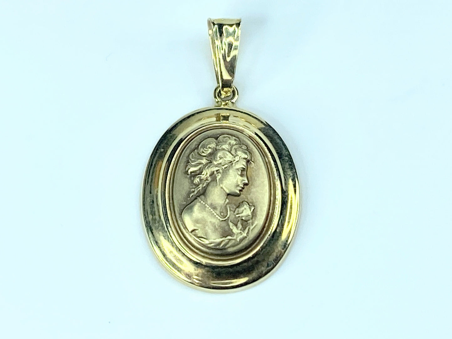 Italy Milor 14K yellow gold repousse Cameo earrings pendant set 5.6g JR8883