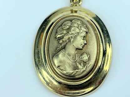 Italy Milor 14K yellow gold repousse Cameo earrings pendant set 5.6g JR8883