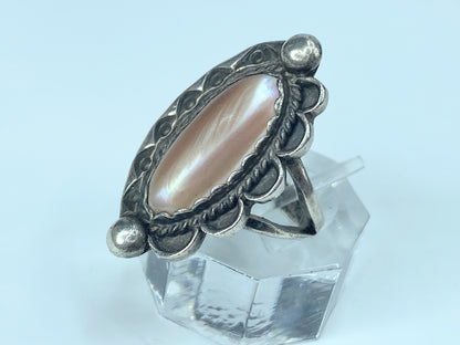 Sandy Sangster Sterling Native American MOP ring s8.5 s7.25 JR8884