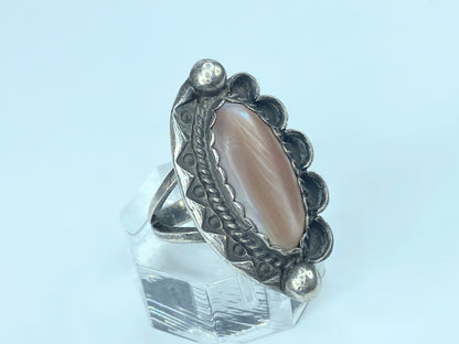 Sandy Sangster Sterling Native American MOP ring s8.5 s7.25 JR8884