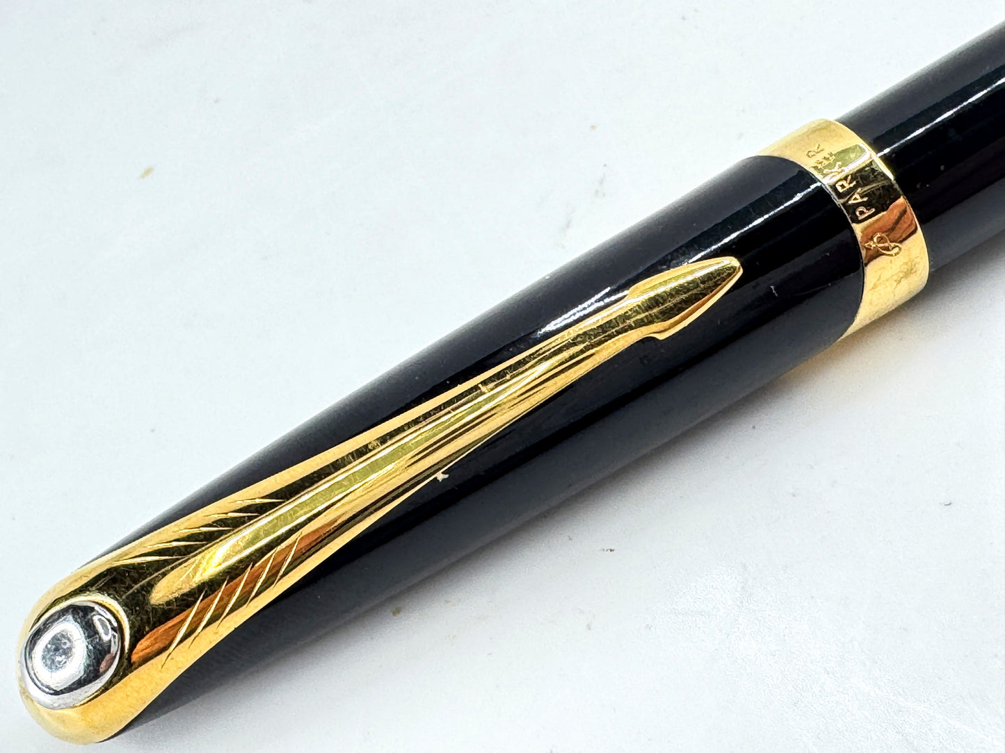 Vintage Parker Sonnet fountain pen 18K gold nib black lacquer France SS487