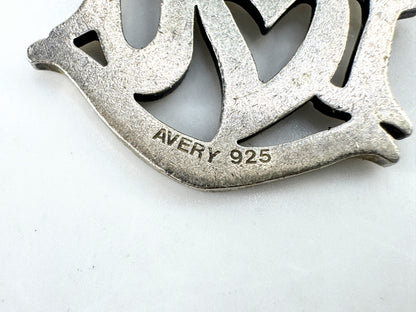 JR1923 - James Avery sterling silver “I Love You” charm pendant with open heart center design. Marked AVERY 925; approx. 19 x 17mm; 2.1g.
