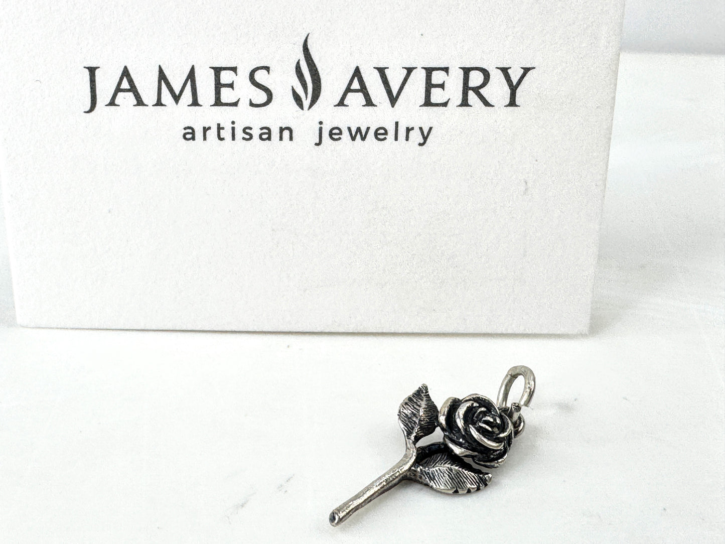 Vintage James Avery sterling silver rose flower charm pendant JR1924