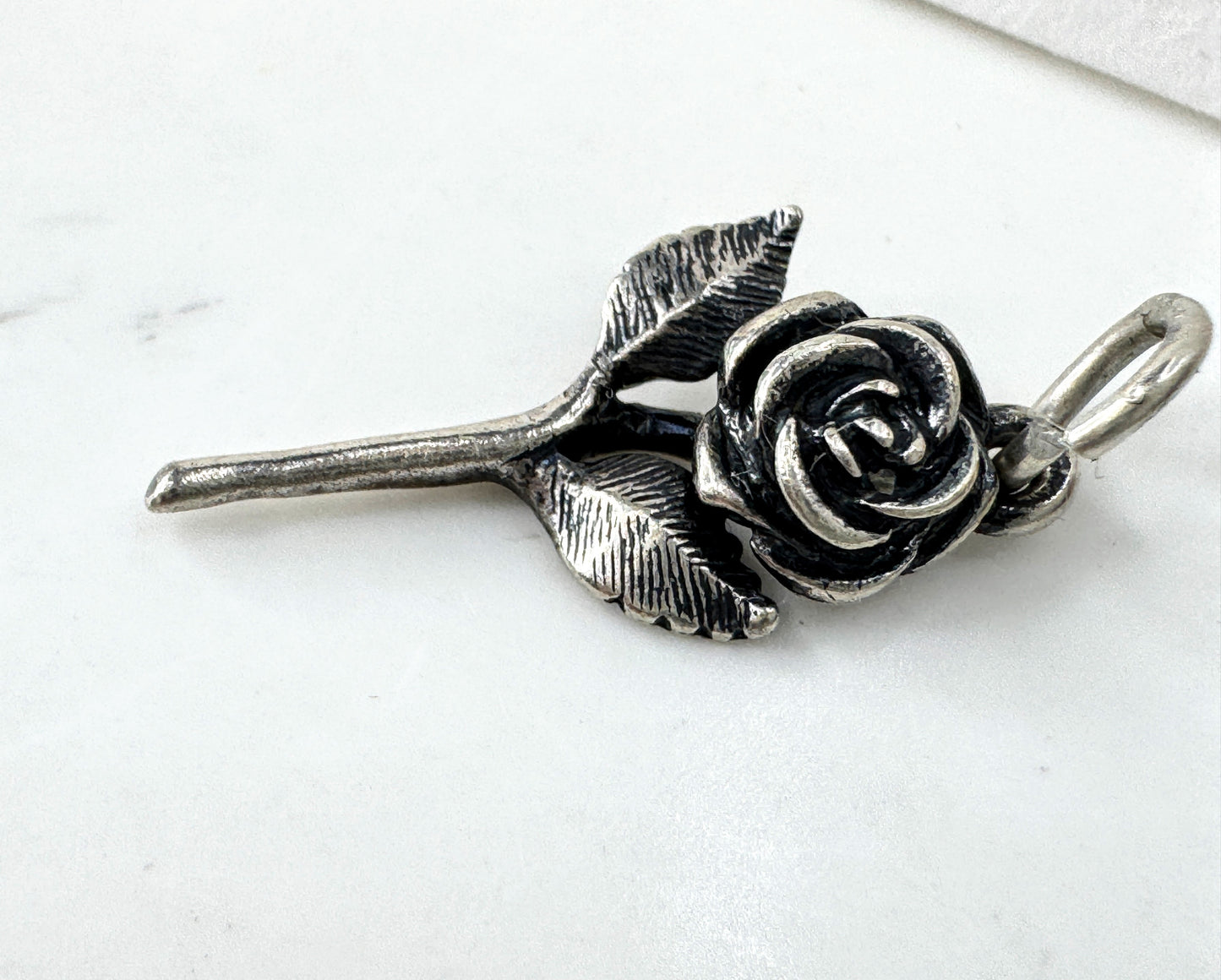 Vintage James Avery sterling silver rose flower charm pendant JR1924