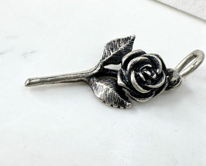 Vintage James Avery sterling silver rose flower charm pendant JR1924