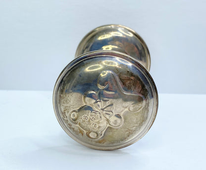 Vintage Lunt Sterling Silver Baby Rattle 1979 Teddy Bear Design SS126