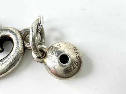 Retired James Avery Sterling Loving Heart & Green Gemstone Double Charm JR1926