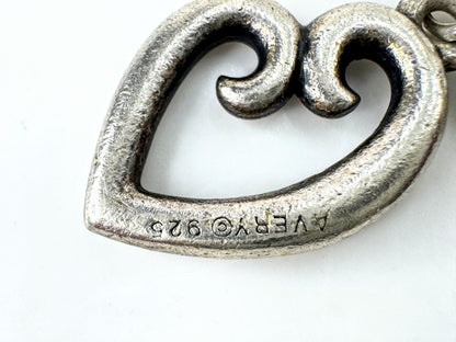 Retired James Avery Sterling Loving Heart & Green Gemstone Double Charm JR1926