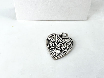 Vintage James Avery sterling very special daughter heart charm pendant JR1927