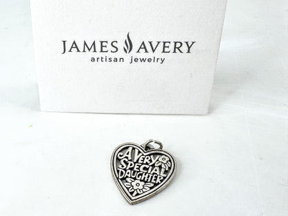 Vintage James Avery sterling very special daughter heart charm pendant JR1927