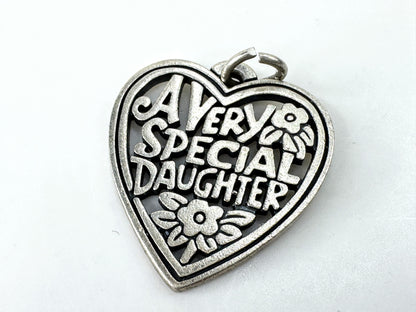 Vintage James Avery sterling very special daughter heart charm pendant JR1927
