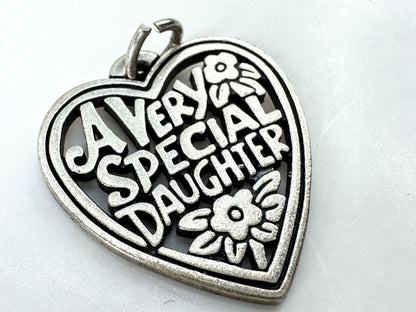 Vintage James Avery sterling very special daughter heart charm pendant JR1927