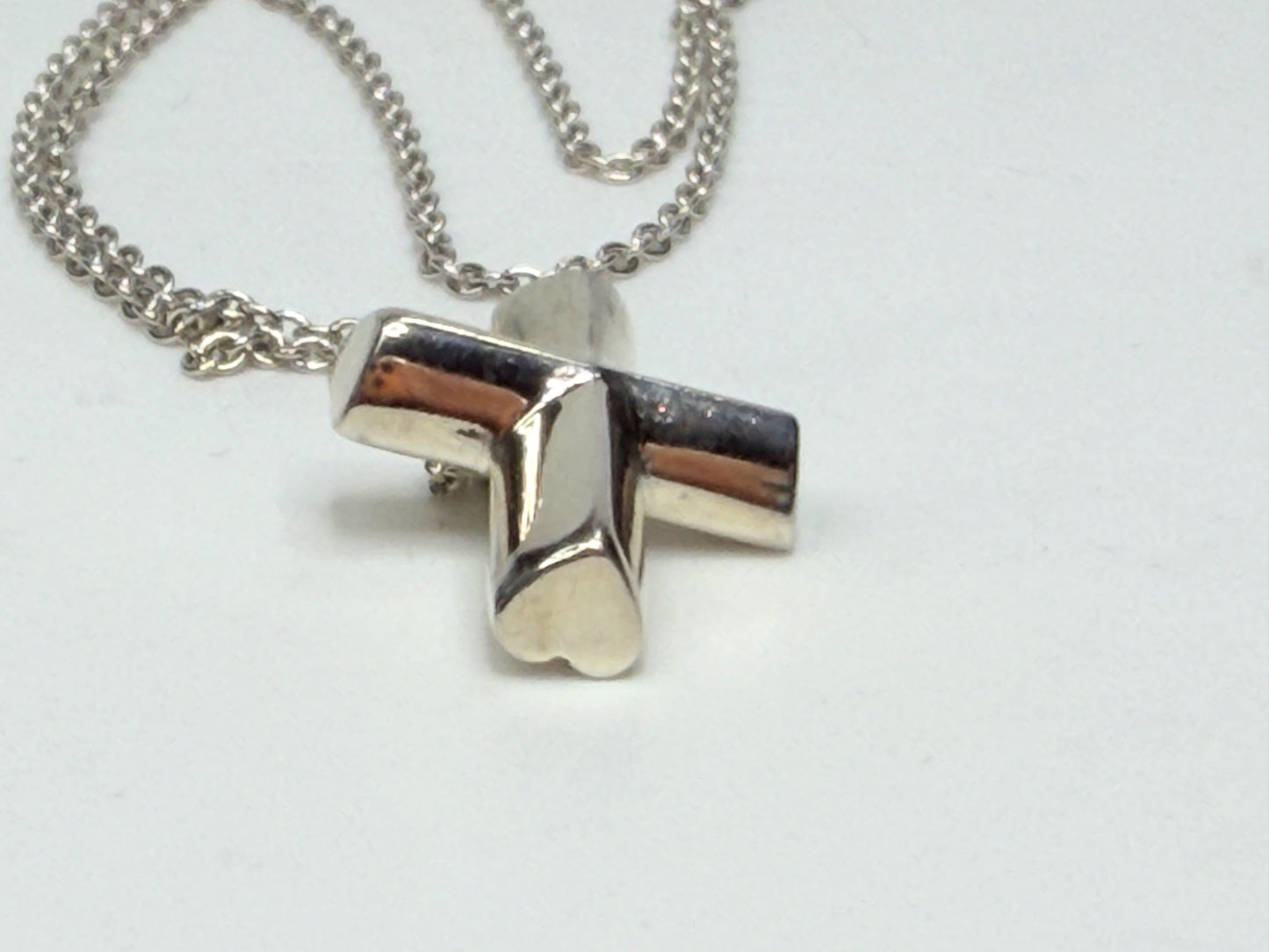 Tiffany & Co. Paloma Picasso Silver Tenderness Heart Cross Necklace JR1163