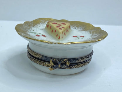 Vintage Limoges CP Cheese Trinket Box Hand-Painted Gold Trim A695