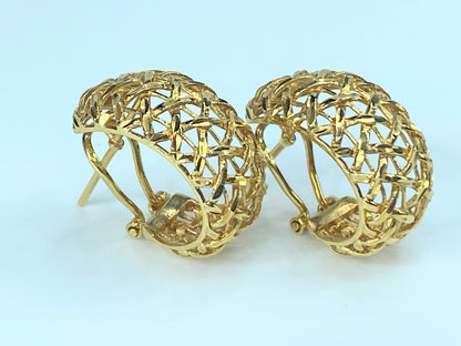 Basket Weave Half-Hoop Earrings in 18K gold 7/8" 7.5g JR8891