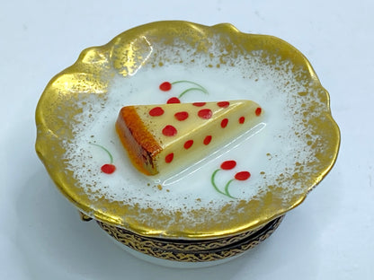 Vintage Limoges CP Cheese Trinket Box Hand-Painted Gold Trim A695