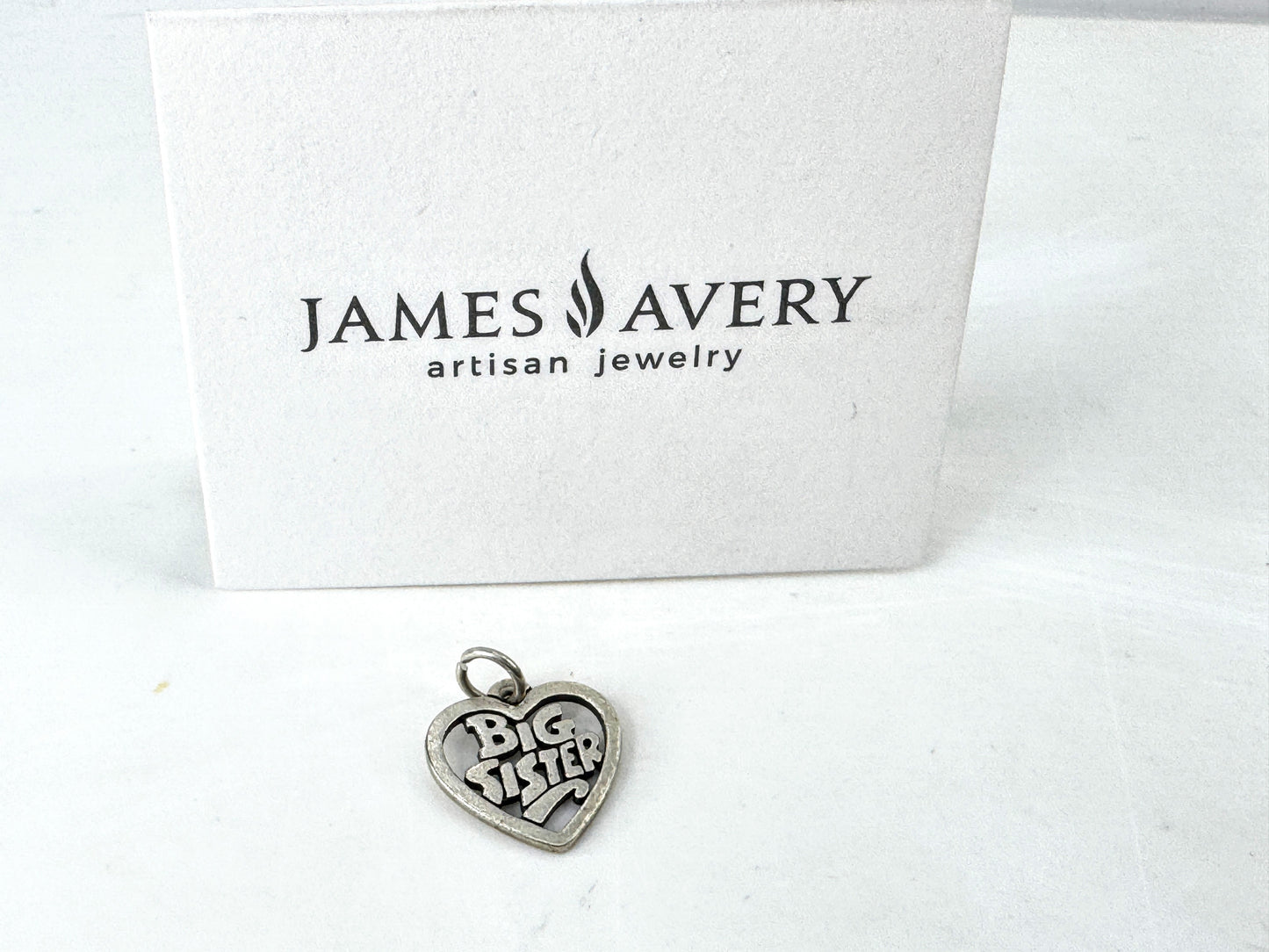 Vintage James Avery big sister heart sterling silver charm pendant JR1929