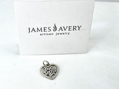 Vintage James Avery big sister heart sterling silver charm pendant JR1929